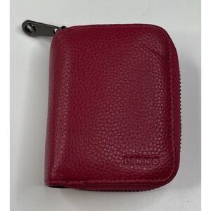 NEW Linno Pink Zip Around Leather ID Card Holder Wallet